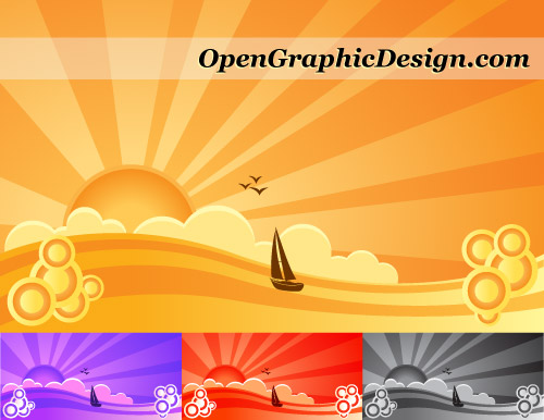 download free vector wallpapers - sunset design